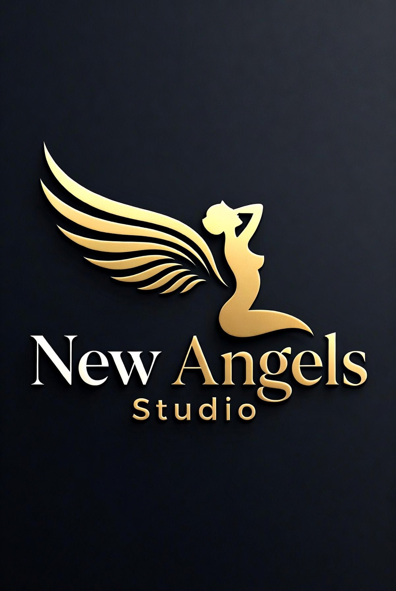 Representação visual de segurança digital e proteção de identidade para modelos da agência New Angels.